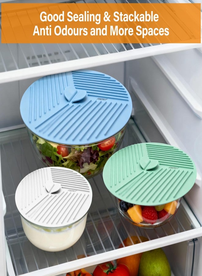 FINENUT Silicone Lids for Bowls 3 Pack 6/8/10 Inch, Microwave Splatter Cover Food Storage Universal Multi-Use Pot Holders Trivet Mats, Heat Resistant Dishwasher Safe for Pans Plates Cups - Image 4