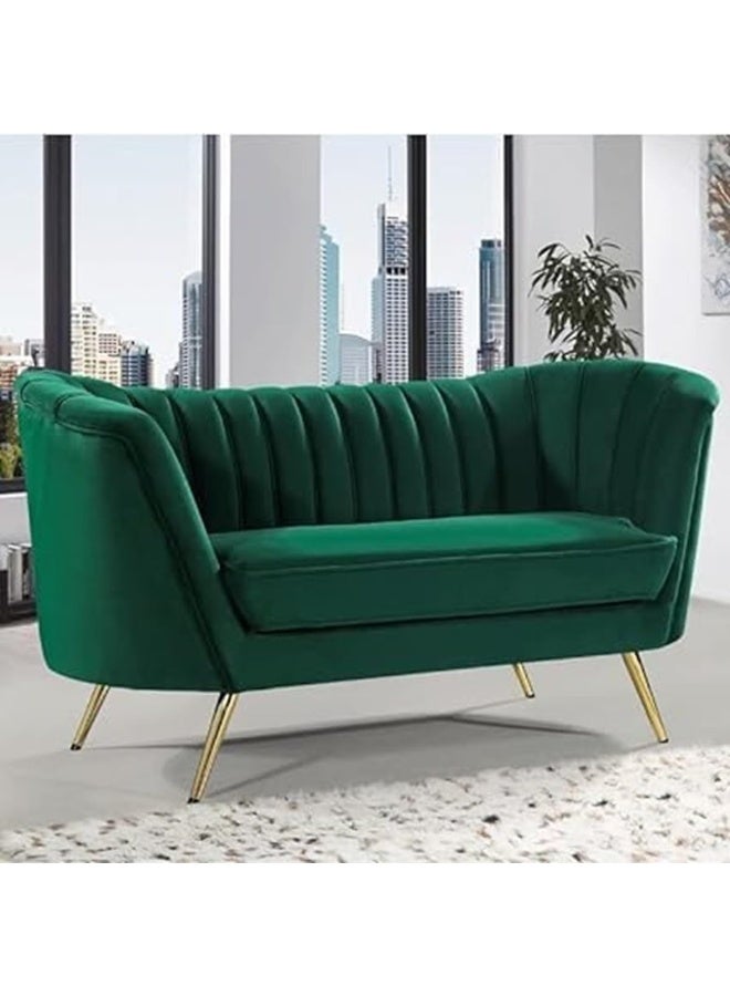 Comfynest Mid-Century Modern Chesterfield Sofa in Velvet with Sleek Golden Metal Legs - Ideal for Living Room, Bedroom, or Office Use (Green, 3 Seater)  - Image 1