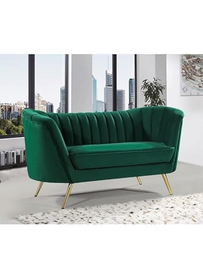 Comfynest Mid-Century Modern Chesterfield Sofa in Velvet with Sleek Golden Metal Legs - Ideal for Living Room, Bedroom, or Office Use (Green, 3 Seater)  - Image 2
