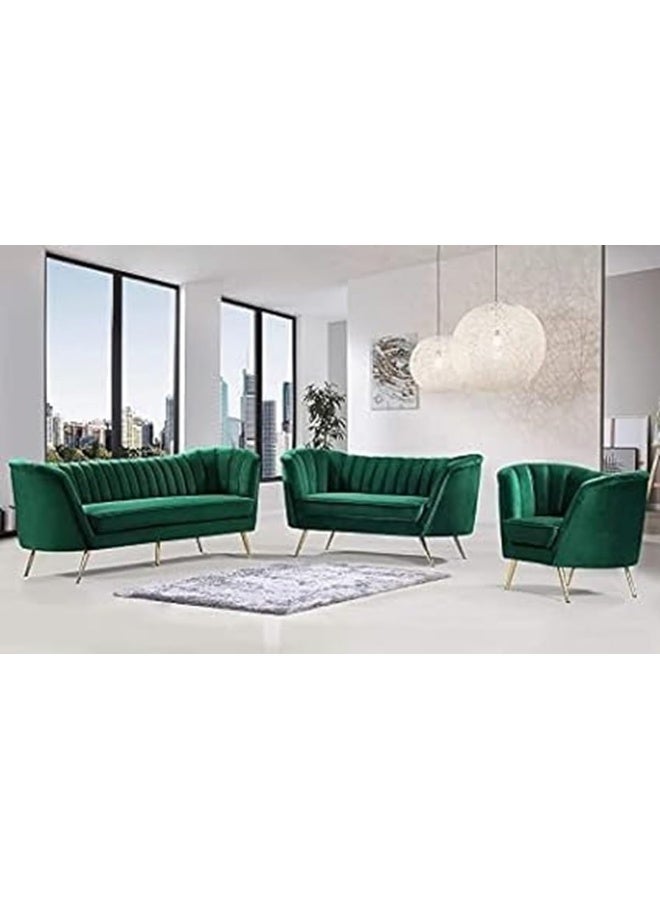 Comfynest Mid-Century Modern Chesterfield Sofa in Velvet with Sleek Golden Metal Legs - Ideal for Living Room, Bedroom, or Office Use (Green, 3 Seater)  - Image 5