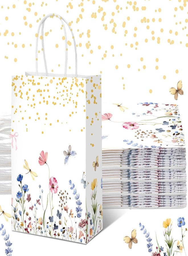 Kolldenn 16 Pcs Wildflower Paper Gift Bags Women Mother's Day Birthday Favor Goodie Candy Bags with Handles for Bridal Engagement Baby Shower Party Supplies - Image 1