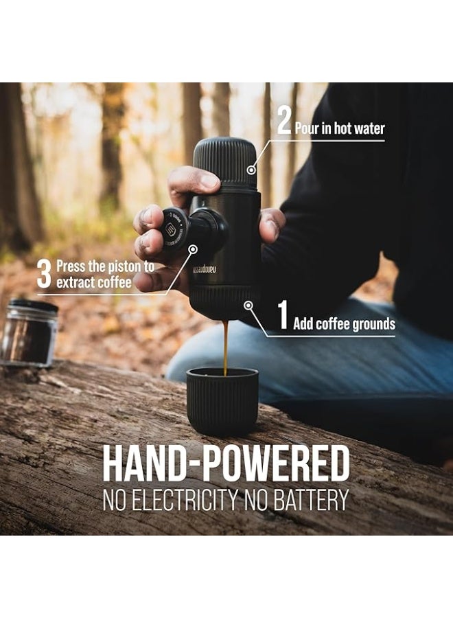 واكاكو ماكينة صنع الإسبريسو المحمولة من واكاكو نانوبريسو، نسخة مطورة من مينيبريسو، ضغط 18 بار، ماكينة صنع قهوة صغيرة جدًا للسفر، تعمل يدويًا، متوافقة مع القهوة المطحونة - Image 4