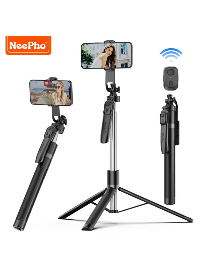 NeePho Universal Selfie Stick Tripod NP-Z12 with Bluetooth Remote Control , Adjustable Aluminum Alloy Stand for Smartphones and Cameras - Image 1