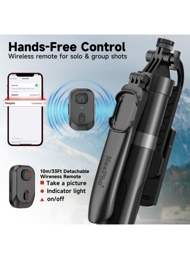 NeePho Universal Selfie Stick Tripod NP-Z12 with Bluetooth Remote Control , Adjustable Aluminum Alloy Stand for Smartphones and Cameras - Image 4