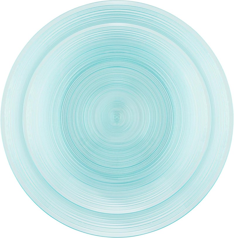 PLASTICPRO 64 Pieces Crystal Design Plastic Plates Combo Pack 7 inch and 10 inch Gold Rim Elegant Disposable Plates, Transparent Aqua Blue - Image 5