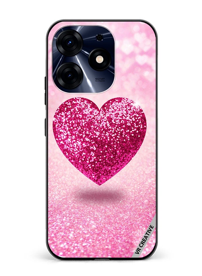 VR CREATIVE Protective Case Cover For Tecno Spark 10 Pro Pink Glitter Heart Design Multicolour - Image 1