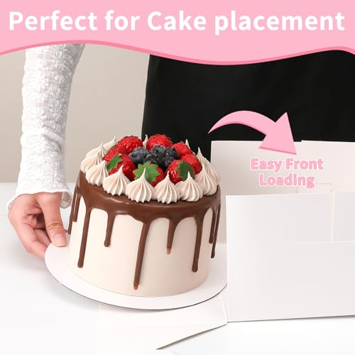 CHENZEM 28 Sets 8x8x5 Cake Box, White Cake Box with Window 8" White Cake Boxes Round Boards, 8inch Cake Containers with Lids for Easter and Mother's Day Cheesecake, Cakes.(8 * 8 * 5inch/28pcs) - Image 3