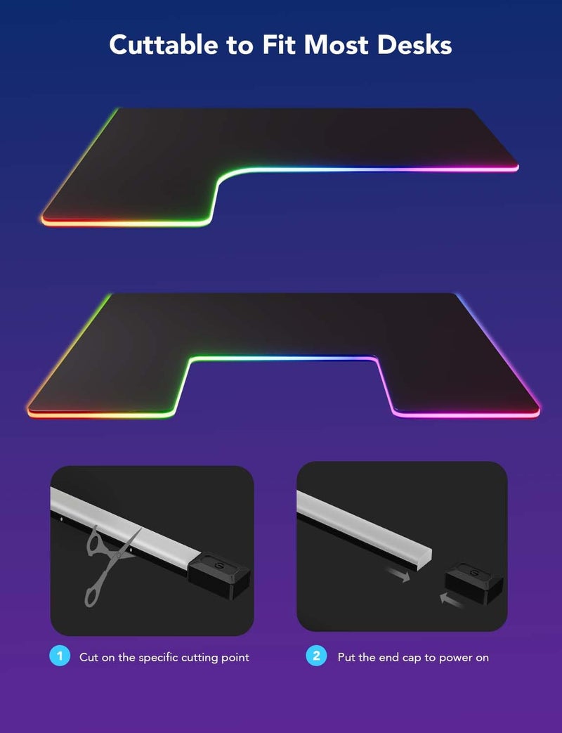 Govee RGBIC Neon Rope Lights for Desks, 16.4ft LED Gaming Desk Lights, Neon LED Strip Lights Syncing with Razer Chroma, Support Cutting, Smart App Control, Music Sync, Adapter (Only 2.4G Wi-Fi) - Image 4