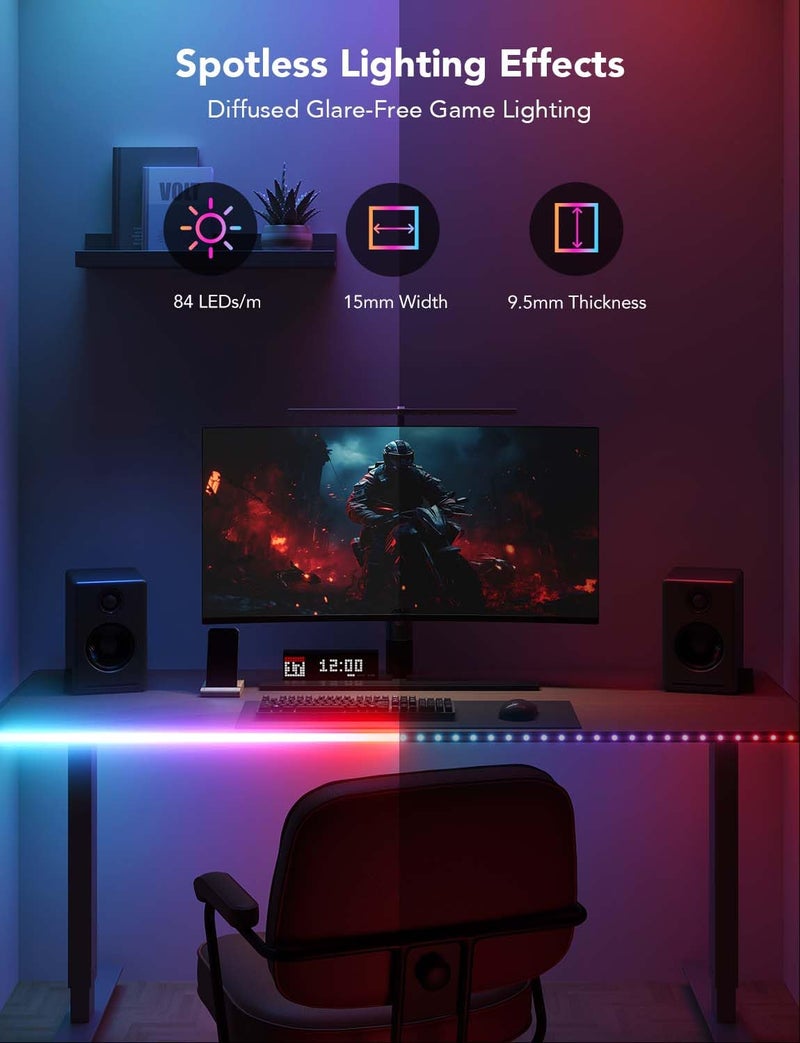 Govee RGBIC Neon Rope Lights for Desks, 16.4ft LED Gaming Desk Lights, Neon LED Strip Lights Syncing with Razer Chroma, Support Cutting, Smart App Control, Music Sync, Adapter (Only 2.4G Wi-Fi) - Image 3