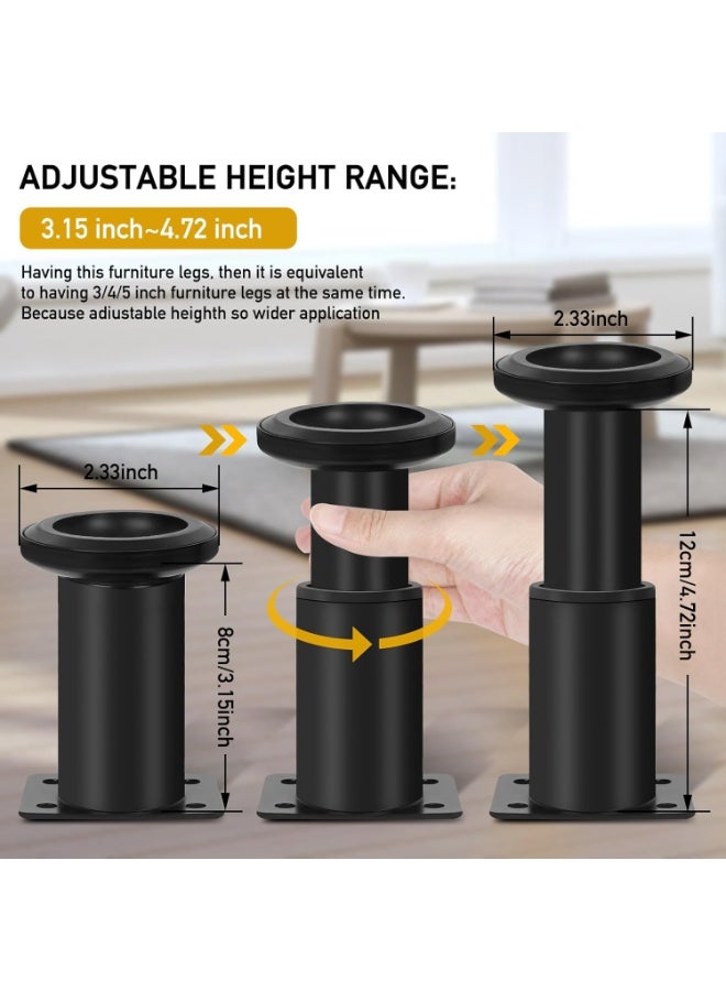 Relex 4 Piece Adjustable Height Bed Frame Center Support Legs,  Heavy Duty Bed Replacement Legs, Metal Furniture Legs for Bed, Sofa, Cabinet, etc (80-120mm) - Image 2