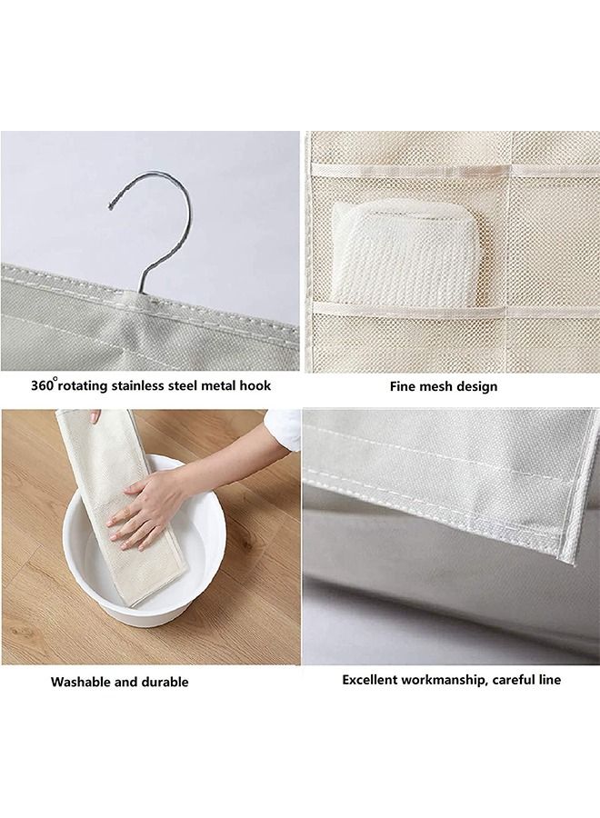 Ant Closet Hanging Organizer with Pockets, Wardrobe Organizers Storage Bags for Bra Underwear Underpants Shoes Socks, Beige  - Image 4