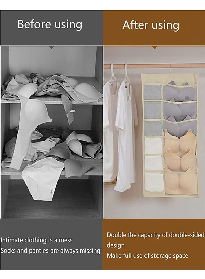 Ant Closet Hanging Organizer with Pockets, Wardrobe Organizers Storage Bags for Bra Underwear Underpants Shoes Socks, Beige  - Image 5