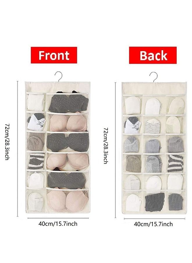 Ant Closet Hanging Organizer with Pockets, Wardrobe Organizers Storage Bags for Bra Underwear Underpants Shoes Socks, Beige  - Image 2