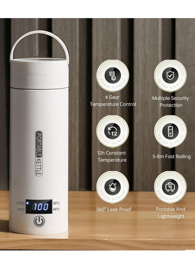 Portable electric kettle - travel tea and coffee kettle water heater - kettle cup with 4 temperature controls - small mini portable kettle 500ml