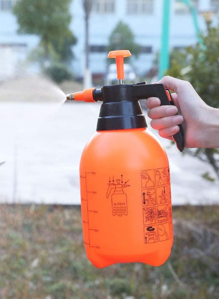 MARGOUN Pressure Sprayer Handheld Spray Bottle Adjustable Plastic Water Pump for Home Cleaning Garden Watering 2Liters Orange/Black - Image 3