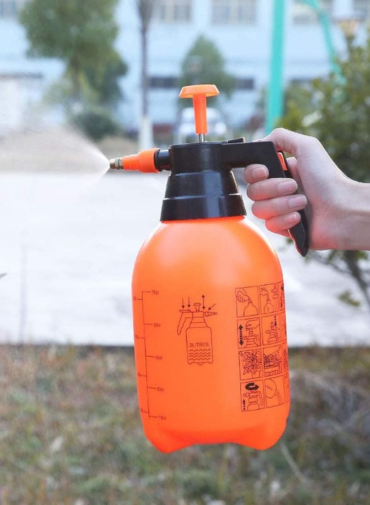 MARGOUN Pressure Sprayer Handheld Spray Bottle Adjustable Plastic Water Pump for Home Cleaning Garden Watering 2Liters Orange/Black - Image 5