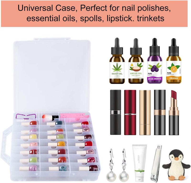 SUBAY Portable Nail Polish Organizer, Clear Double Side Nail Polish Holder,Gel Nail Storage for 48 Bottles with 6 Adjustable Dividers in Each Side Space Saver - Image 5