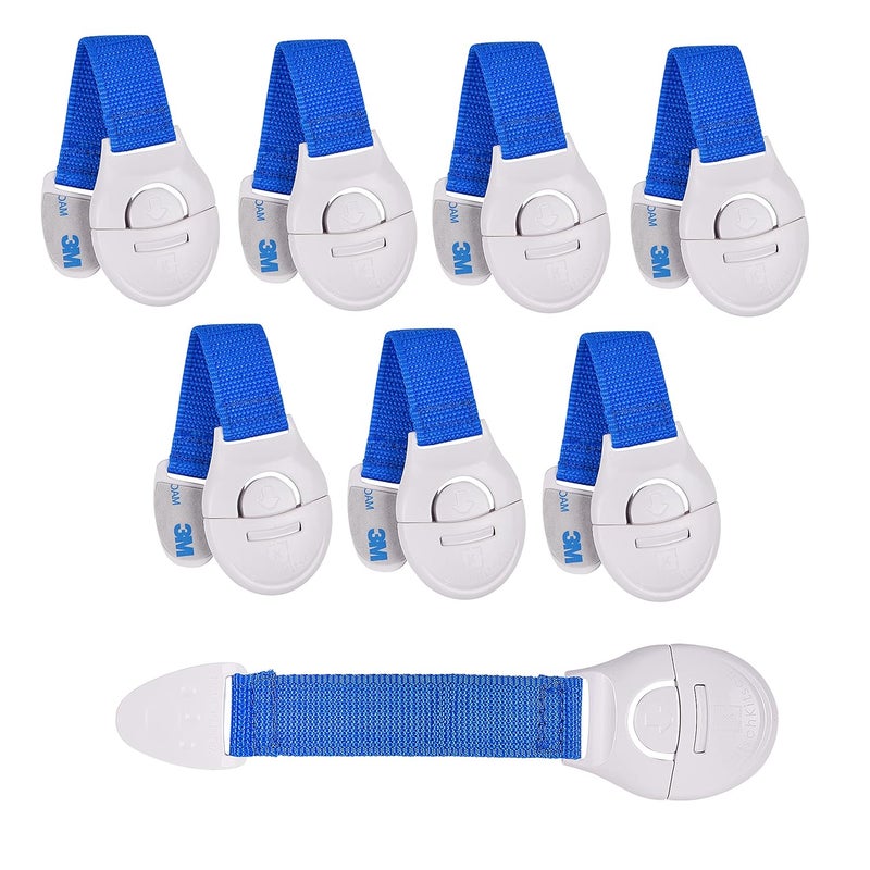 KitschKitsch ® 8pcs Baby Infant Child Proofing Safety Locks Latches Door Cupboard Cabinet Fridge Drawer Locks (Blue) - Image 1