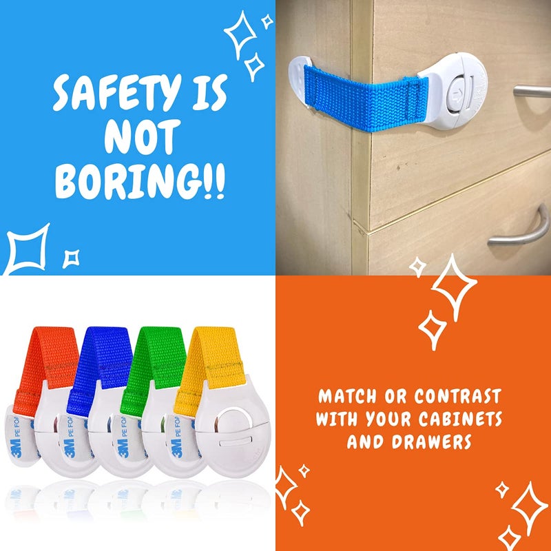 KitschKitsch ® 8pcs Baby Infant Child Proofing Safety Locks Latches Door Cupboard Cabinet Fridge Drawer Locks (Blue) - Image 2
