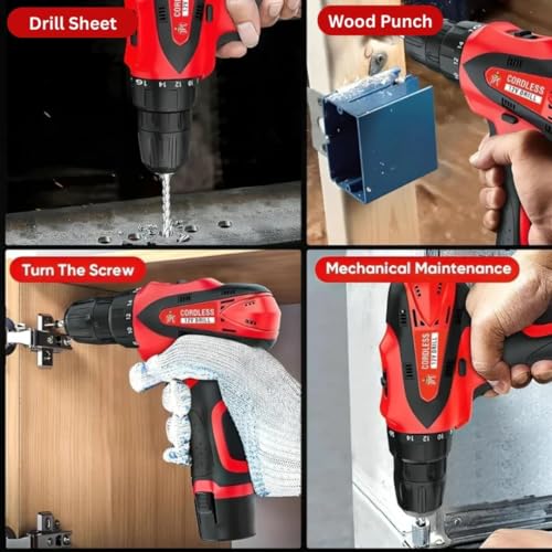JPT 12V Powerful Cordless Drill Machine | 1350 RPM | 18 Torque | 10MM | 1.50 KW | 2 Speed Gear | 𝐎𝐧𝐞 𝐁𝐚𝐭𝐭𝐞𝐫y| Fast Charger | Keyless Chuck | Carrying Bag - Image 2
