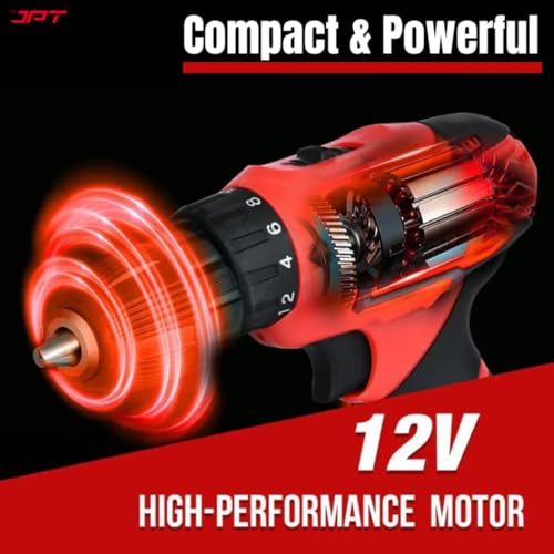 JPT 12V Powerful Cordless Drill Machine | 1350 RPM | 18 Torque | 10MM | 1.50 KW | 2 Speed Gear | 𝐎𝐧𝐞 𝐁𝐚𝐭𝐭𝐞𝐫y| Fast Charger | Keyless Chuck | Carrying Bag - Image 5