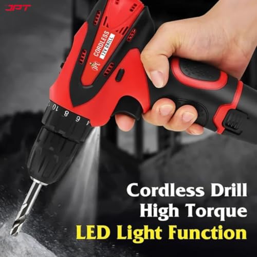 JPT 12V Powerful Cordless Drill Machine | 1350 RPM | 18 Torque | 10MM | 1.50 KW | 2 Speed Gear | 𝐎𝐧𝐞 𝐁𝐚𝐭𝐭𝐞𝐫y| Fast Charger | Keyless Chuck | Carrying Bag - Image 3