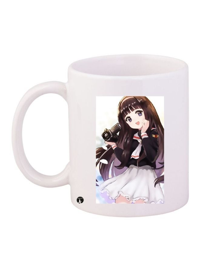 RYN Anime Girl Printed Coffee Mug White/Black/Brown 11ounce