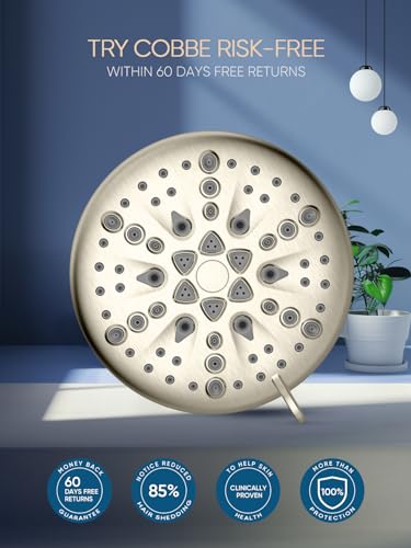 Cobbe Filtered Shower Head, 7 Modes High Pressure Shower Heads - 16 Stage Shower Head Filter for Hard Water for Remove Chlorine and Harmful Substances (Elegant Brushed Nickel, 5 Inch Round) - Image 4