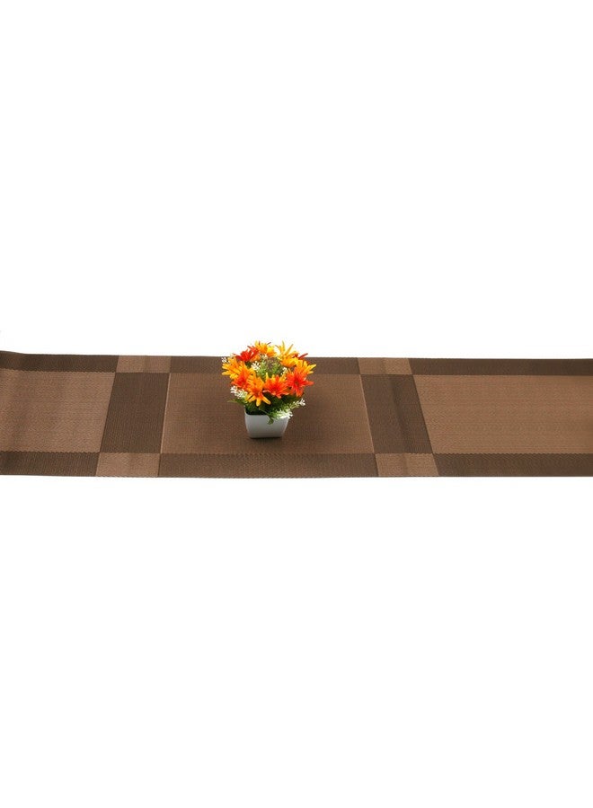 P-Plus International P-Plus International Placemat with Compatible Table Runner, Crossweave Insulation Placemat Washable Table Mats Set (6pcs placemats+Table Runner, Brown), Plastic  - Image 4