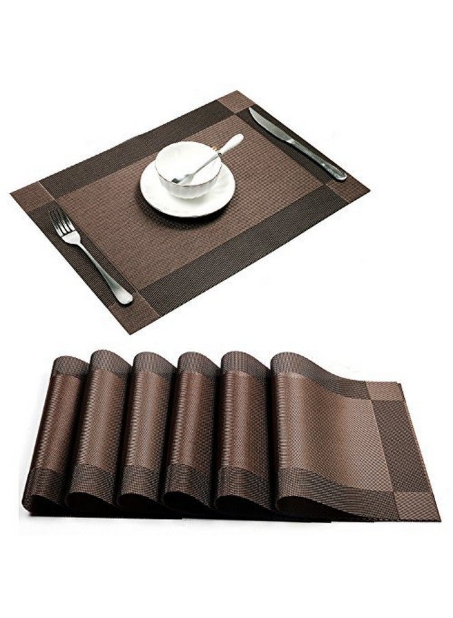 P-Plus International P-Plus International Placemat with Compatible Table Runner, Crossweave Insulation Placemat Washable Table Mats Set (6pcs placemats+Table Runner, Brown), Plastic  - Image 2