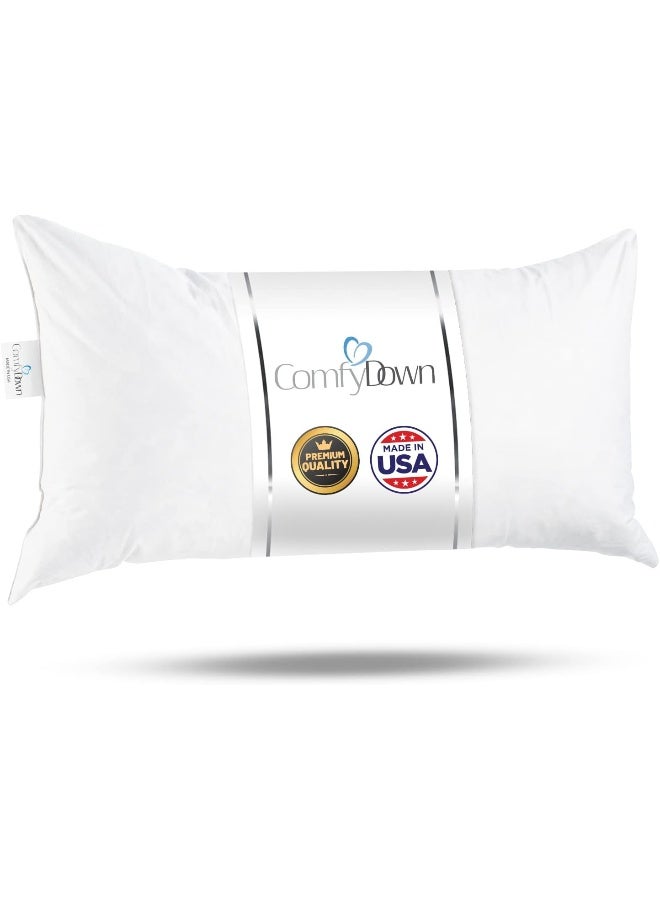 ComfyDown Decorative Throw Pillow Insert, Down and Feather Fill, 100% Cotton Cover, 233 Thread Count - Made in USA (16" X 24") - Image 1
