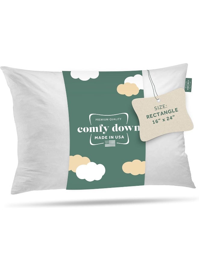 ComfyDown Decorative Throw Pillow Insert, Down and Feather Fill, 100% Cotton Cover, 233 Thread Count - Made in USA (16" X 24") - Image 2