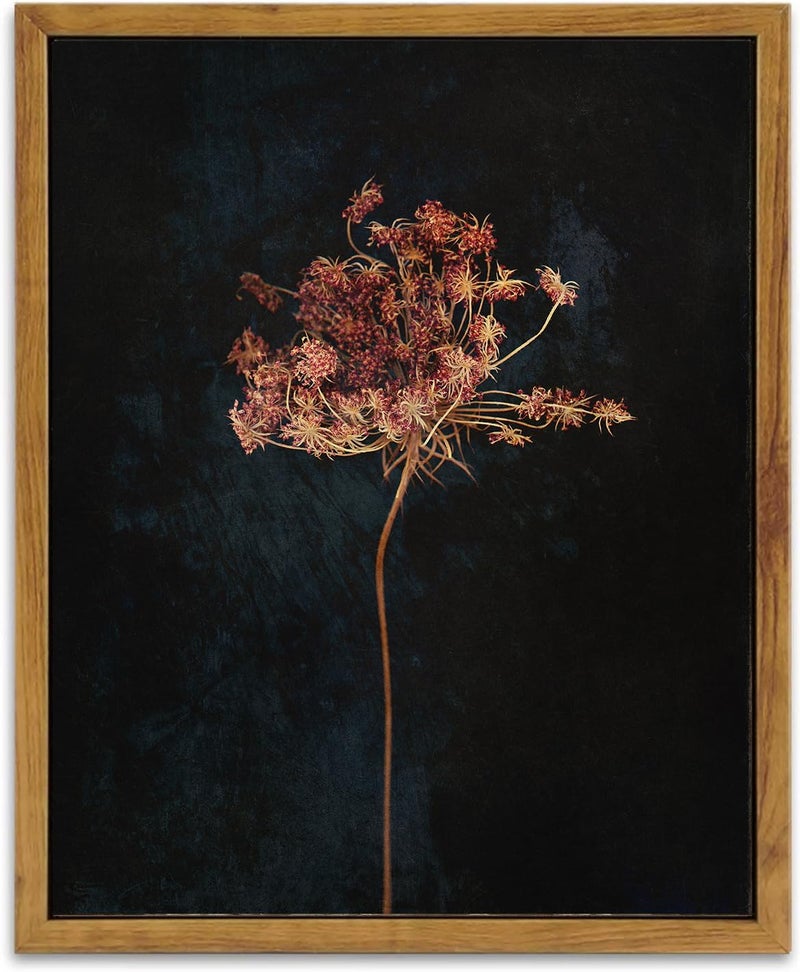 Framed Vintage Wall Art Prints, Retro Moody Floral Botanical Canvas Painting Farmhouse Decor