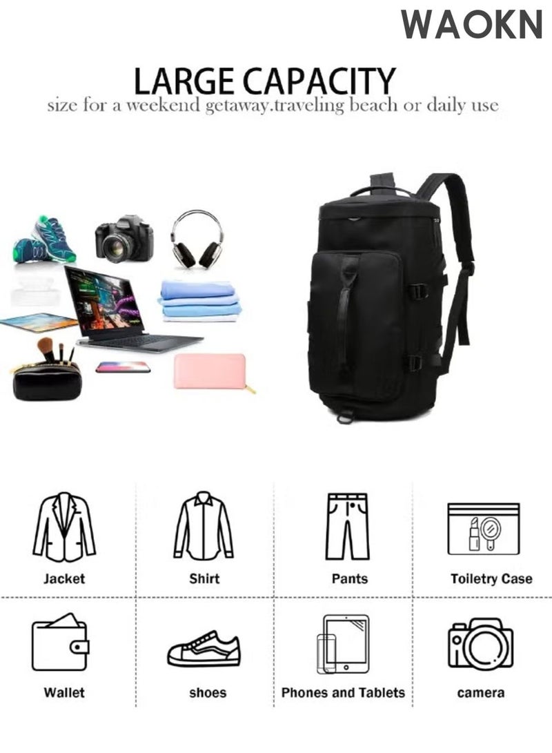 دبليو أيه أو كي أن حقيبة رياضية كبيرة السعة للرجال، حقيبة رياضية 3 في 1 مع حجرة للأحذية وجيب للرطوبة، حقيبة رياضية للرجال والنساء، تطبيق متعدد المناسبات لحقيبة رياضية، حقيبة لياقة بدنية منفصلة عن الجفاف والرطوبة. - Image 5