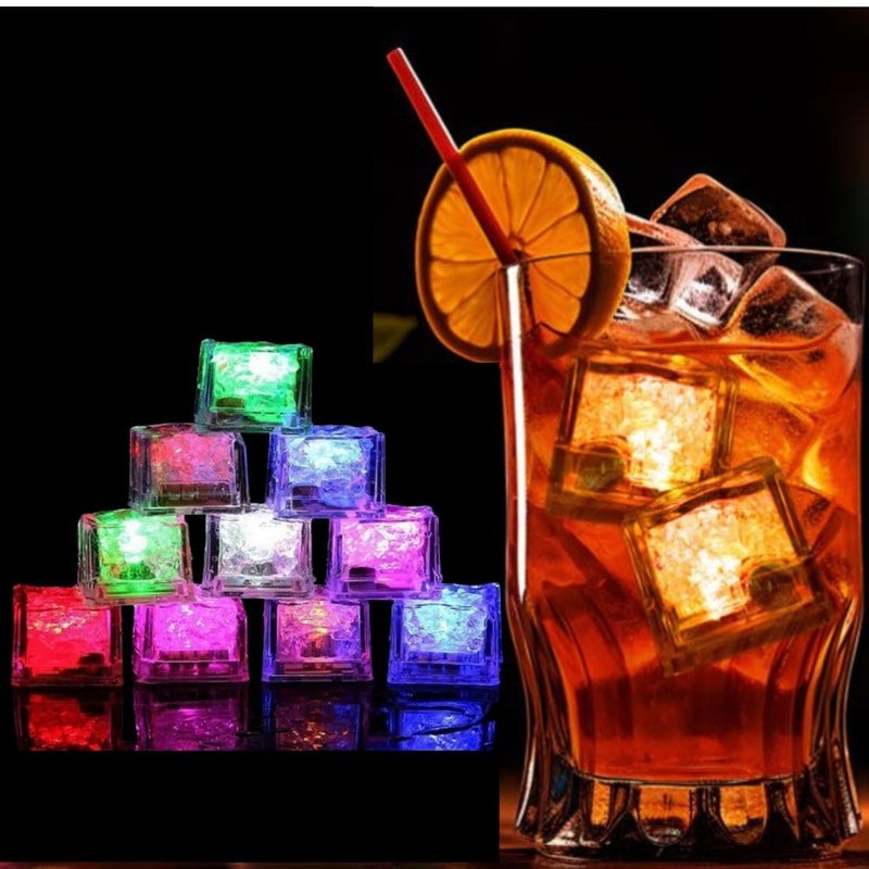 DOKMOE DOKMOE Waterproof Glow Led Ice Cubes Color Changing Light Up Ice CubesLed Ice Cubes Color Changing LightsWater Color Glowing Light Up Ice Cubes for Drinks Bar Party Wedding Pack of 12 Count  - Image 1