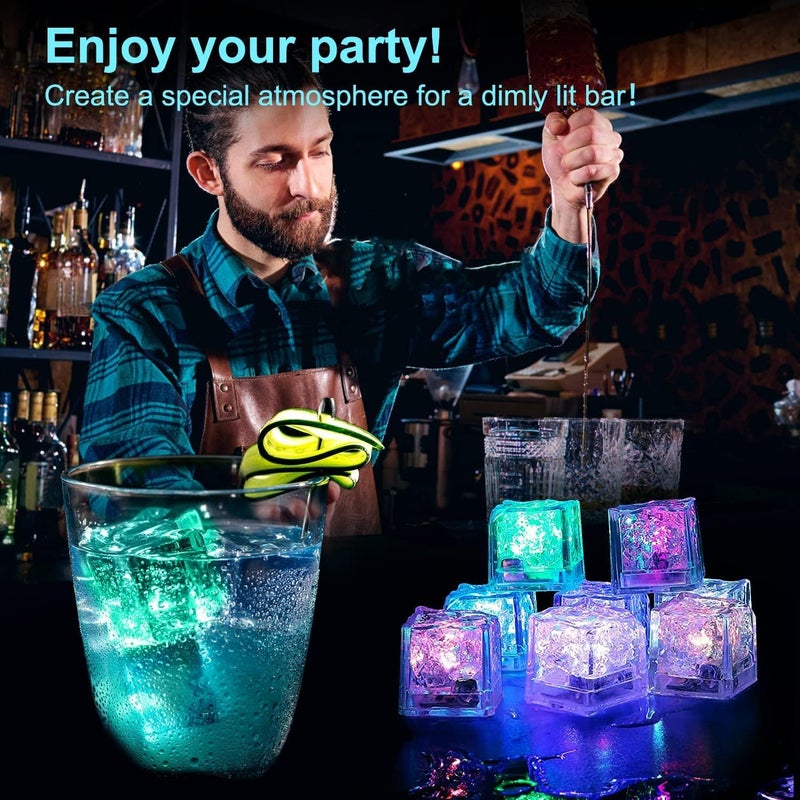 DOKMOE DOKMOE Waterproof Glow Led Ice Cubes Color Changing Light Up Ice CubesLed Ice Cubes Color Changing LightsWater Color Glowing Light Up Ice Cubes for Drinks Bar Party Wedding Pack of 12 Count  - Image 3