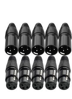 Y&D 10 PCS XLR Connector, 5 Male and Female Mic Microphone 3 Pins Ultra-Low Noise High Conductivity Audio Socket  - Image 1