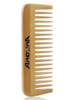 Aroura Bamboo Wide Tooth Comb, Detangling Anti-Static Brush Natural Curly Wavy Dry Hair For Womens and Mens Hand Polished (1PCS)  - Image 1