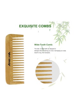 Aroura Bamboo Wide Tooth Comb, Detangling Anti-Static Brush Natural Curly Wavy Dry Hair For Womens and Mens Hand Polished (1PCS)  - Image 2