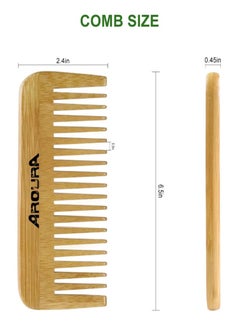 Aroura Bamboo Wide Tooth Comb, Detangling Anti-Static Brush Natural Curly Wavy Dry Hair For Womens and Mens Hand Polished (1PCS)  - Image 5