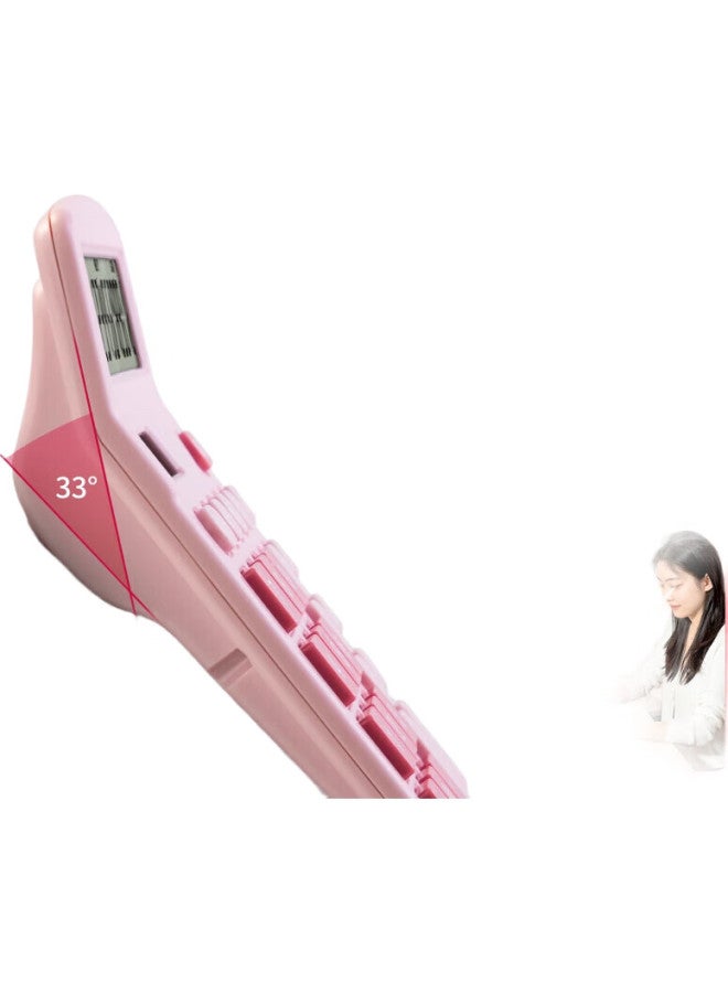 Deli [Super Popular] Dual Power Computer, 12-Digit Large Screen Desktop Calculator, 4Th Grade Student Calculator, Office Supplies, Pink Te837C - Image 1