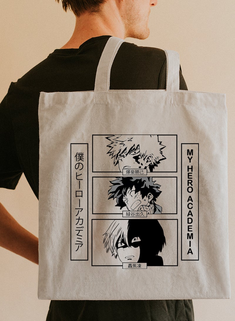 LOWHA Polyester Tote Bag with Shoulder Straps and My Hero Academia Anime Pattern  - Image 2