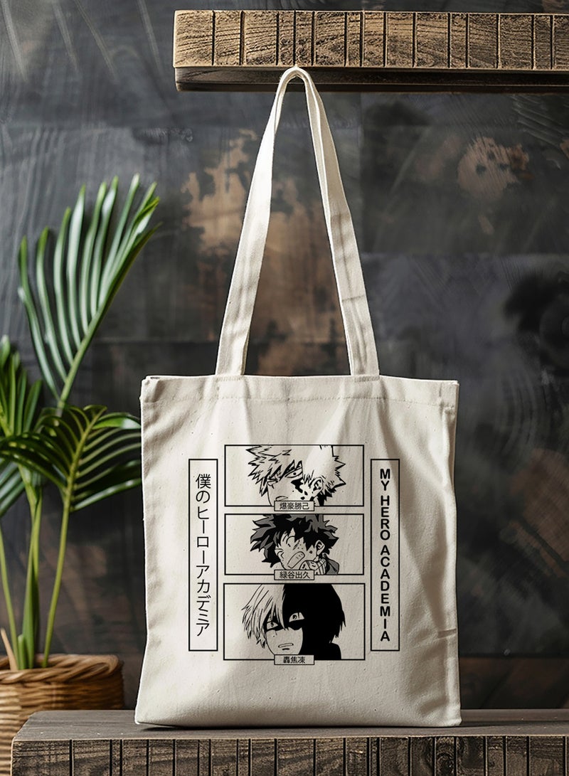 LOWHA Polyester Tote Bag with Shoulder Straps and My Hero Academia Anime Pattern  - Image 3