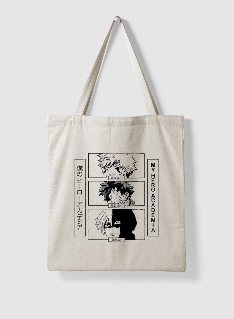 LOWHA Polyester Tote Bag with Shoulder Straps and My Hero Academia Anime Pattern  - Image 4