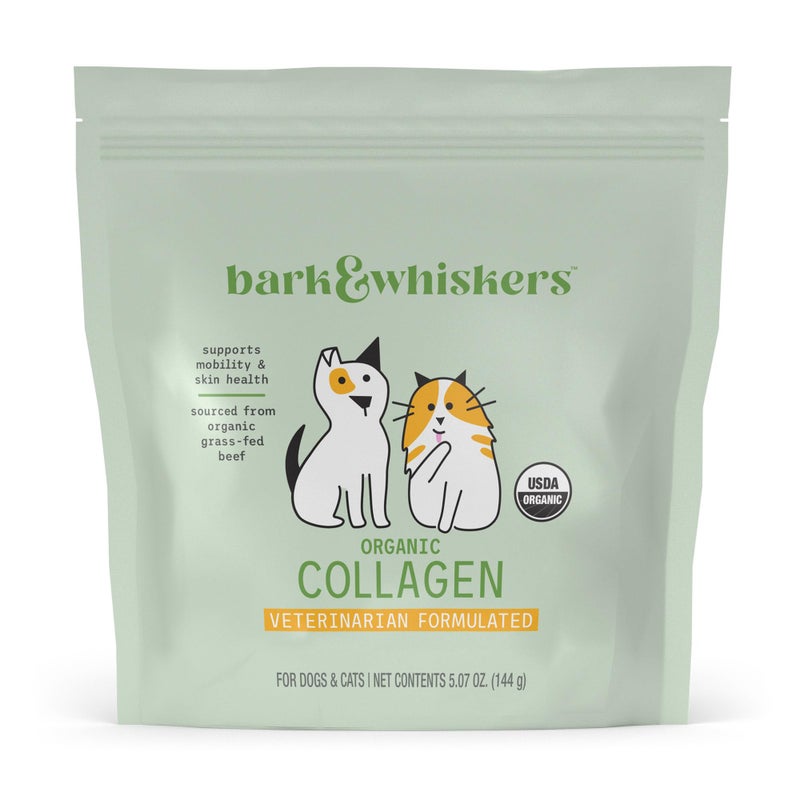 Dr. Mercola Bark & Whiskers Organic Collagen for Dogs & Cats, 5.07 oz. (144 g), Organic Grass-Fed Beef, Supports Mobility & Skin Health, Veterinarian Formulated, Non-GMO, Certified USDA Organic, - Image 1