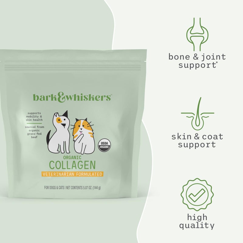Dr. Mercola Bark & Whiskers Organic Collagen for Dogs & Cats, 5.07 oz. (144 g), Organic Grass-Fed Beef, Supports Mobility & Skin Health, Veterinarian Formulated, Non-GMO, Certified USDA Organic, - Image 3