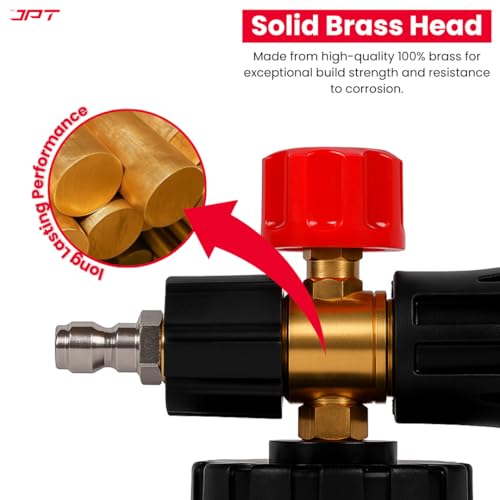 JPT New Advance Transparent Adjustable Pro Foam Cannon for Thick Clinging Foam with 1000 PSI | 70 Bar | 1.1mm Orifice | Brass + ABS Nozzle | 1/4" Quick Connector Included - Image 4