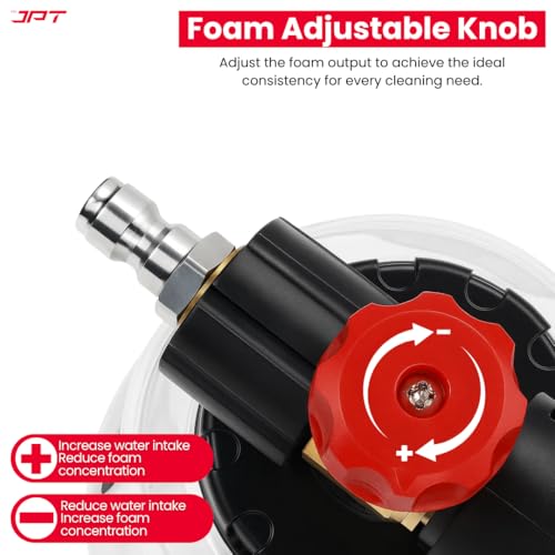 JPT New Advance Transparent Adjustable Pro Foam Cannon for Thick Clinging Foam with 1000 PSI | 70 Bar | 1.1mm Orifice | Brass + ABS Nozzle | 1/4" Quick Connector Included - Image 3