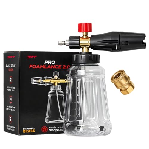 JPT New Advance Transparent Adjustable Pro Foam Cannon for Thick Clinging Foam with 1000 PSI | 70 Bar | 1.1mm Orifice | Brass + ABS Nozzle | 1/4" Quick Connector Included - Image 1