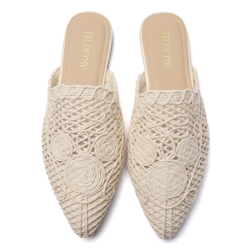 Tilocow Mules for Women Flats Pointed Toe Slip On Backless Loafers Flat Mule Business Casual Shoes Slides - Image 2